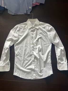 Nimble-Made Men's White Dress Shirt - Tailored Point Collar Size L